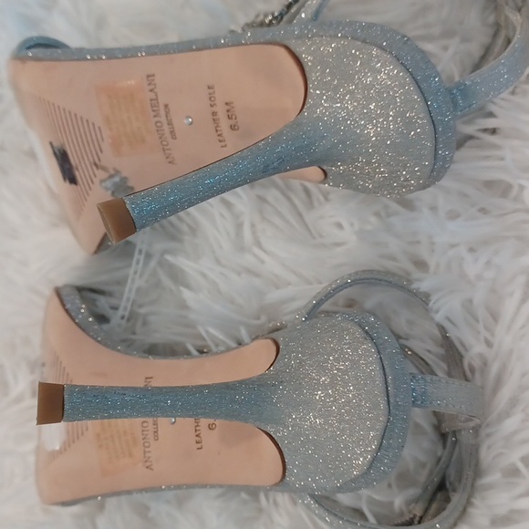 Antonio Melani Collection Silver Estella Chandelier Glitter Dress Sandal Heels - Picture 17 of 17